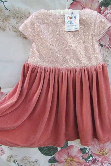 BNWT BLUSH PINK Velvet Gold Sequin Party Occasion Dress 12 18 MINI CLUB 28 12.99 PicClick UK