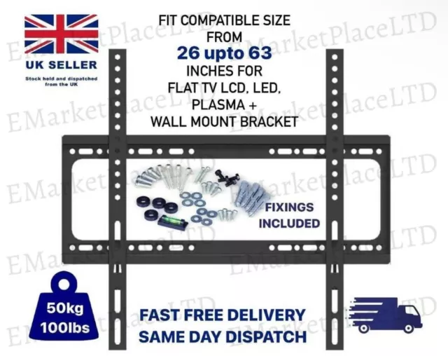 Tv Wall Bracket Mount Slim For 26 30 32 40 42 50 63 Inch Flat 3D Lcd Led Plasma