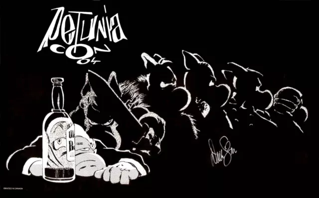 Cerebus, A very drunk Aardvark VERY RARE Petunia Con '84 Dave Sim sined print