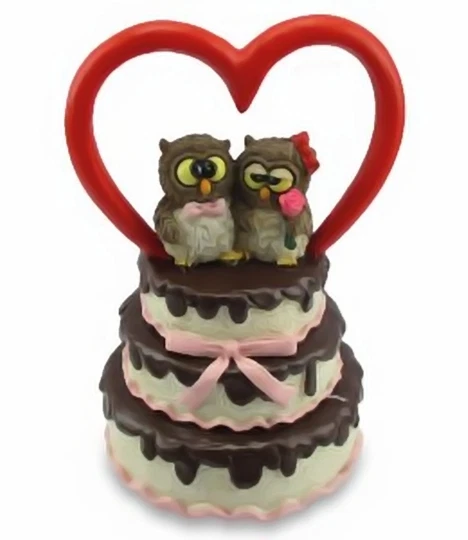 Hiboux les-Alpes Gâteau Avec Hiboux Mariés Résine 014 93093 Hiboux Porte-Bonheur
