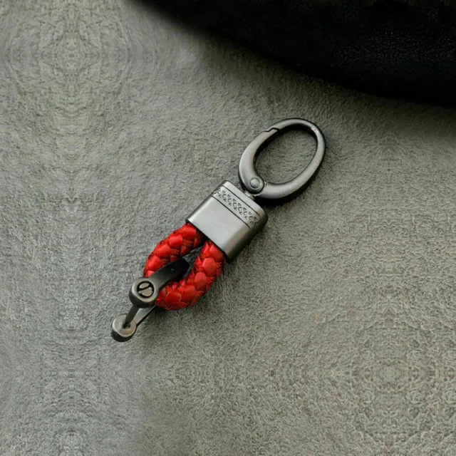 Men Creative Metal Leather Key Chain Ring Keyfob Keyring Keychain Holder