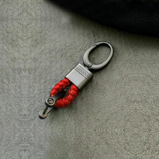 Men Creative Metal Leather Key Chain Ring Keyfob Keyring Keychain Holder
