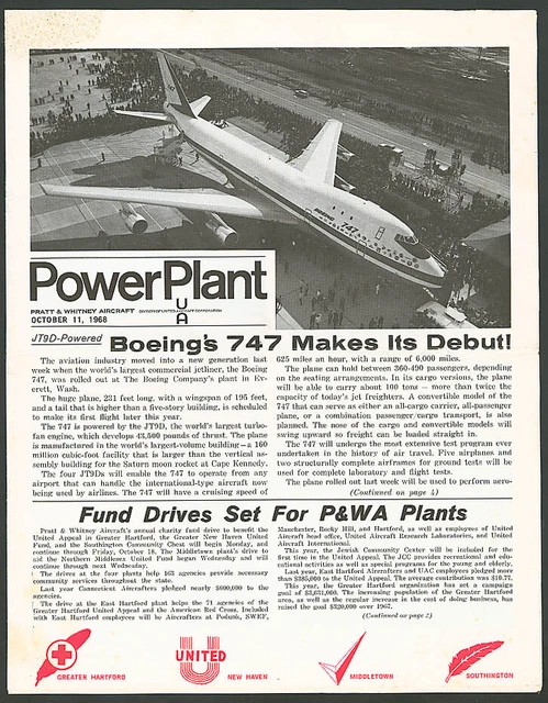 P&WA POWER PLANT Boeing 747 debut 10/11 1968
