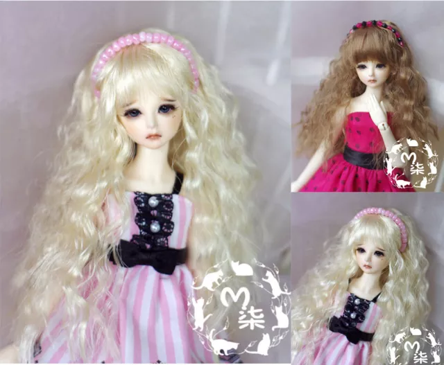 BJD Doll Wig 1/3 8-9" Pullip SD MSD MDD 7-8"  YOSD BB 1/6 6-7" Wavy Long Hair