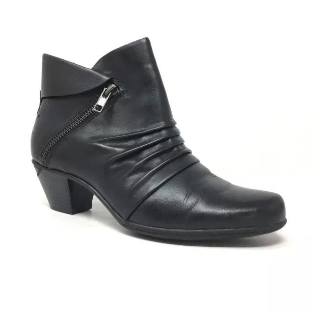 Earth Pegasus Ankle Boots Booties Shoes Womens Size 7.5 Black Leather Zip Up