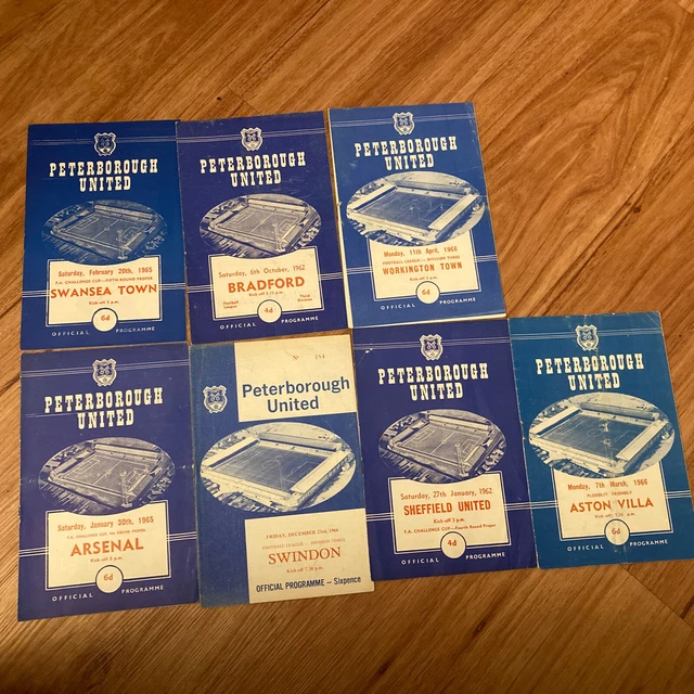 JOB LOT COLLECTION 7 Peterborough Utd programmes 1962 to 1966 Arsenal