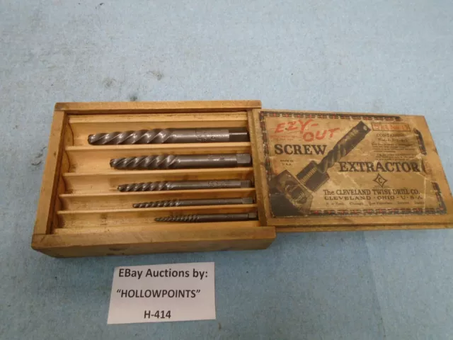 Cleveland Twist Drill USA vintage NOS # 15 Screw Extractor Set #1 -5 w/ Box H414