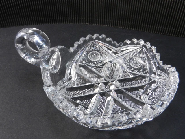 ABP Cut Glass Nappy Hob Star Fine Cut Clear Saw Teeth 5" D  ca 1900-1920