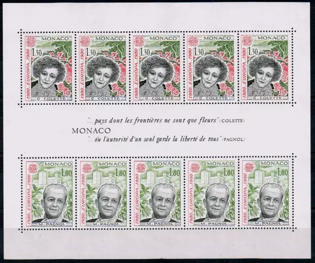 MONACO 1980 BLOC BLOCK 18 EUROPA Pagnol Colette cote 20€ ★★ neuf sans charnière