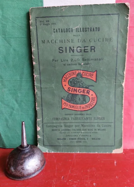 Antico oliatore macchina da cucire Singer 1916 + LIBRETTO ISTRUZIONI