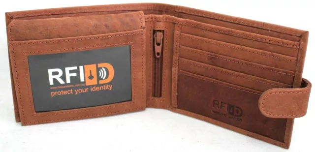 RFID Security Lined Vintage Wallet Full Grain Cow Hide Hunter Leather 12006 2