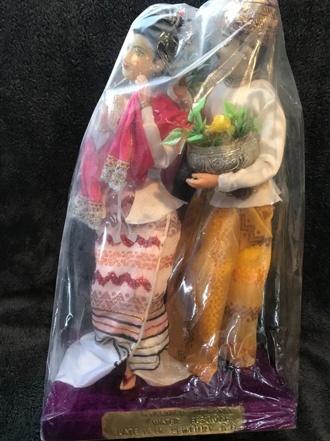 Myanmar Thingyan water festival April figures Burmese dolls 18th Century A D 14"