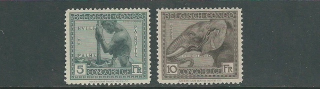 Belgian Congo 1923-27 Palmier Huile Ext , Africain Éléphant (Sc 110-111 Hi-Vals)