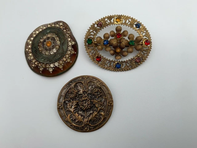 Broches Lot 3 Fantaises Anciennes 19 Grammes 60 Decor Florale Oxydes W456 2