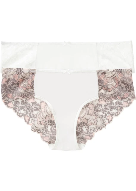 Confezione da 2 mutandine hipster taglia 36/38 talpa bianco polvere biancheria intima da donna nuove