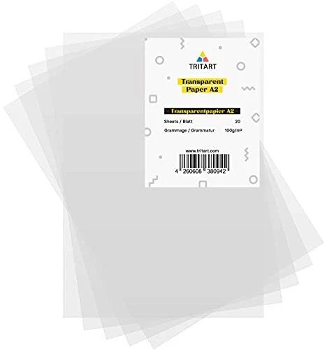 Tritart Lot de 20 feuilles de papier transparent blanc DIN A2 100 g/m²
