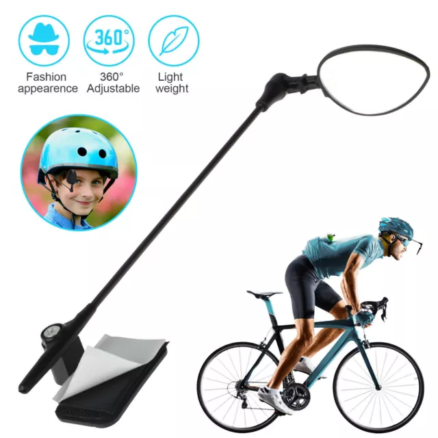 MTB Bicycle Helmet Riding Rearview Mirror 360° Adjustable Bike Cycling Rear View