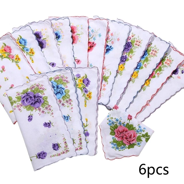 6 pz fazzoletti fiori donna cotone 28 x 28 cm per bambini ragazze uso quotidiano