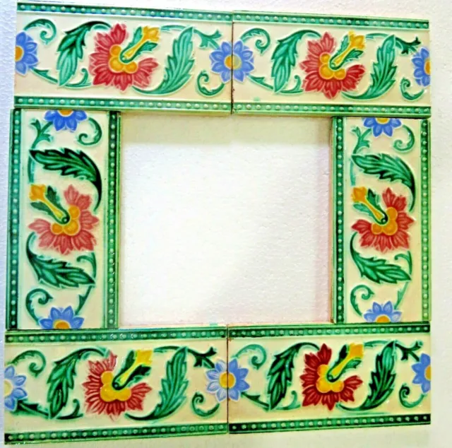 Antique Glazed porcelain Majolica 6 tile 3"x 6" Art & craft Border frame display