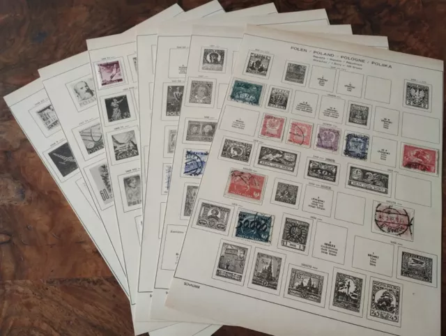 Polen Briefmarkensammlung. 50 Briefmarken auf Schaubek Vordruckblättern