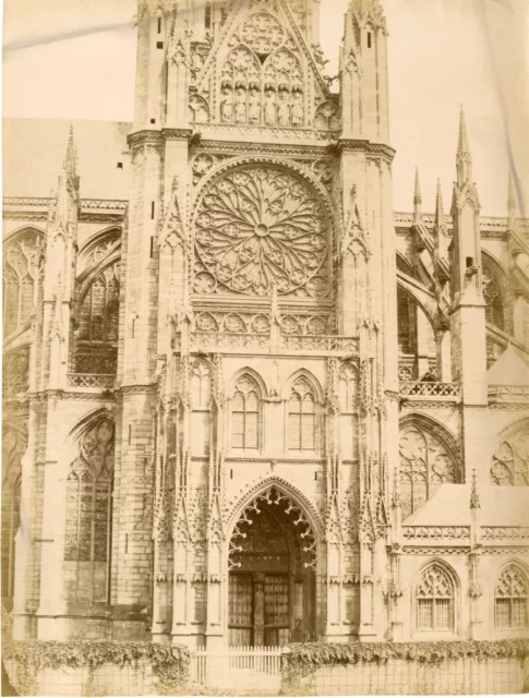 France, Saint-Ouen, Le portail sud de l&#039;église abbatiale  Vintage albumen p