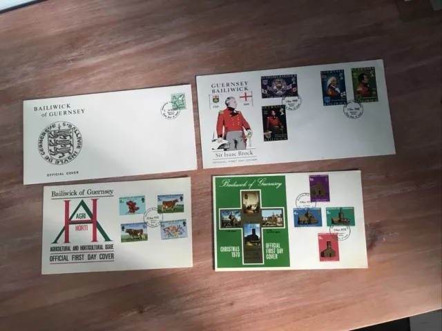 Guernsey Unaddressed Fdc ~  X 4 (Vv142)