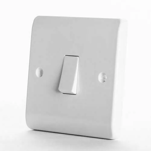 Light Switch Single Gang 1 Way 1 Gang 1G 10AX White Plastic Wall Switch UK