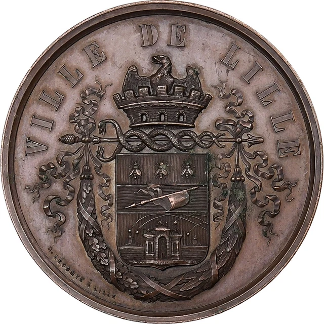 France Médaille Ville de Bordeaux Geography Dupuis.D TTB+ Argent