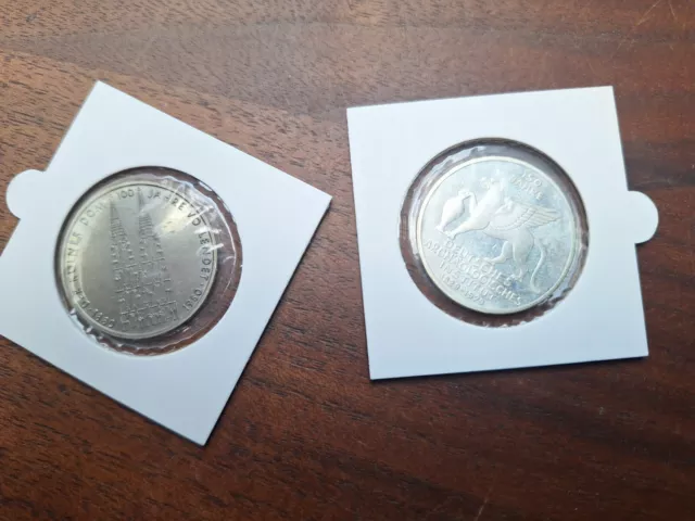 2 mal 5 DM Sondermünze, 5 DM Gedenkmünze, Silbermünze 665/1000 Silber