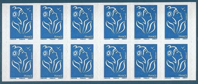 FRANCE N°3969b TYPE MARIANNE DE LAMOUCHE, FEUILLE DE 9 TIMBRES SANS Phosphore Neufs Rare