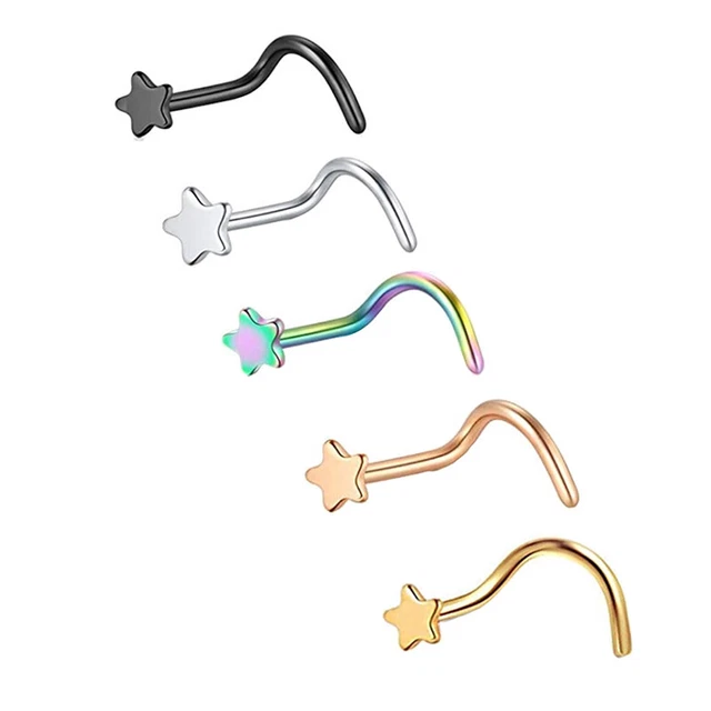 Acciaio chirurgico 316 L, forma curva, anello osso nasale, taglio stellato_