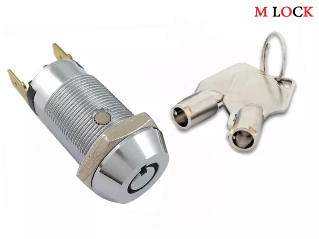 2pcs Key Switch Lock Momentary Spring return Tubular Garage Alarm w 10 keys