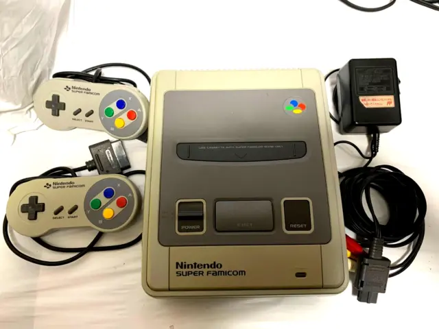 Nintendo Super Famicom Console Controller x2 SNES Japan ver. Tested Working JP