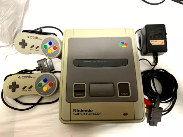 Nintendo Super Famicom Console Controller x2 SNES Japan ver. Tested Working JP