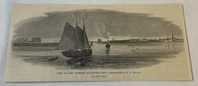 1861 magazine engraving ~ VIEW OF FORT McHENRY, BALTIMORE