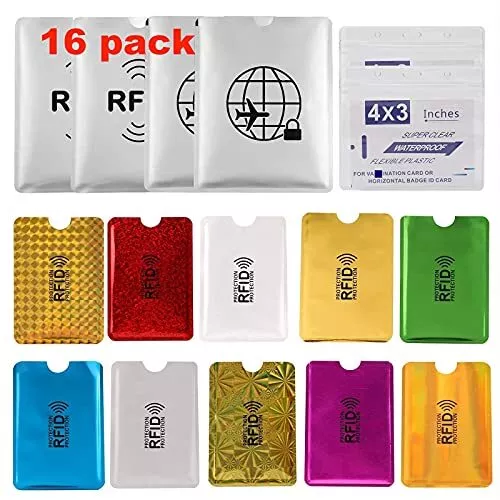 16 RFID Blocking Sleeves Envelopes(10 Credit Card Holders&4 Passport Protectors)