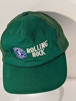 Vintage Rolling Rock Designer Pro Green Mesh Snapback Trucker Cap Hat Embroidery