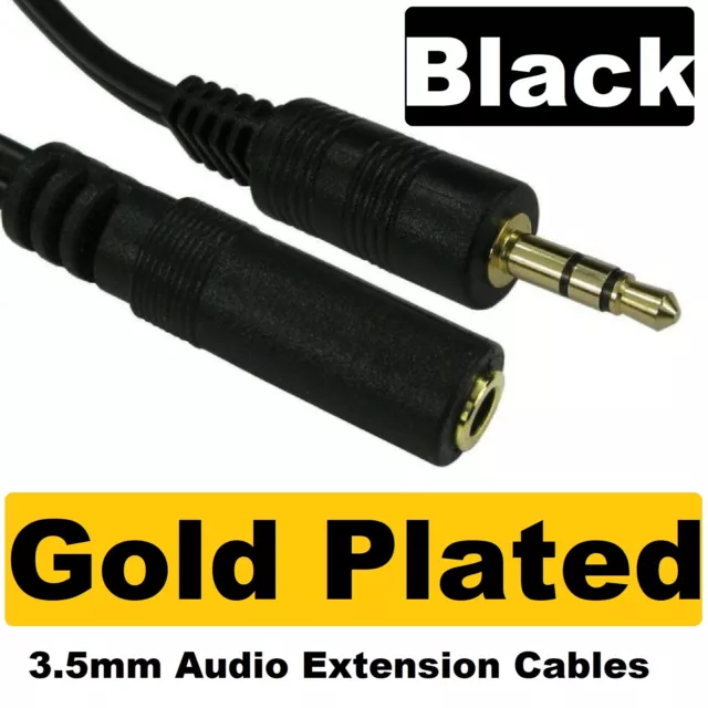 1m -15m 3.5mm Jack Extension Cable Lead Stereo Plug to Socket AUX Headphone GOLD