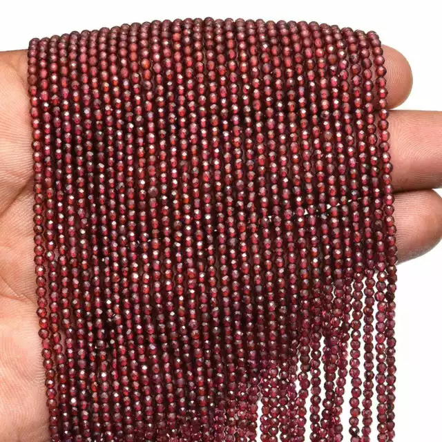 AAA+ 13'' Strand Garnet Micro Israel Faceted Rondelle Loose Gemstone Beads 2 MM