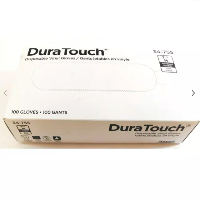 Ansell Duratouch 34-755 7-1/2" Medium Disposable Gloves (Lot of 100)