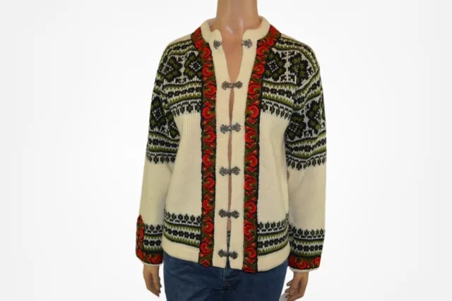 Cardigan lavorato a maglia Bunad in lana norvegese Sweater Maglione in lana...