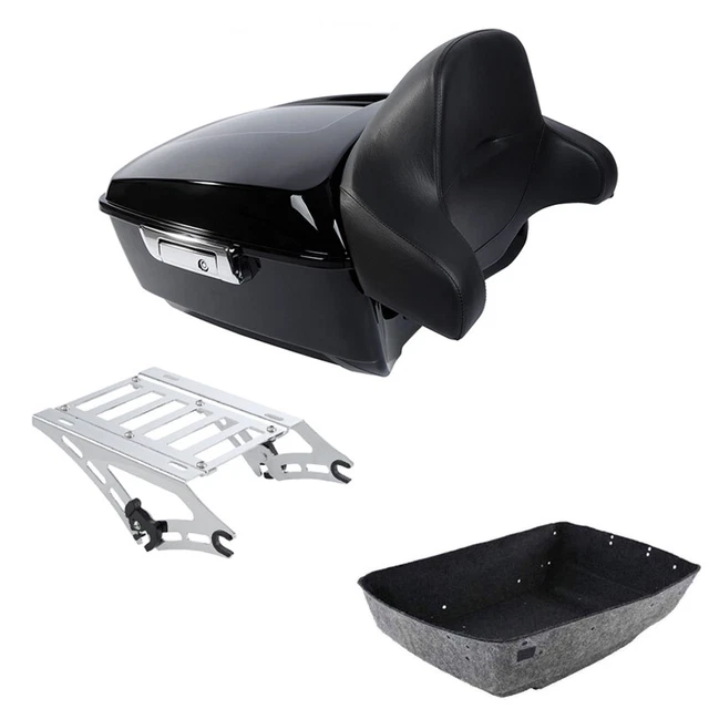 King Trunk Backrest Chrome Mount Rack Fit For Harley Tour Pak Street Glide 14-23