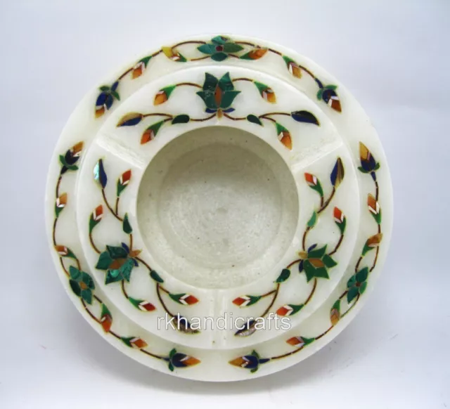 5 Inches Marble Ash Tray Malachite Stone Inlay Work Smoking Ash tray for Office