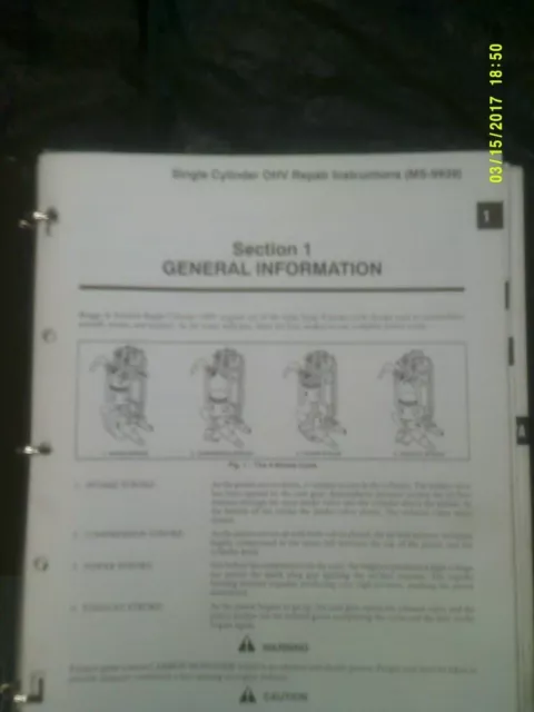 Used Briggs Single Cylinder OHV MS-9939 / V-Twin MS-9856 Service Manual (Partial