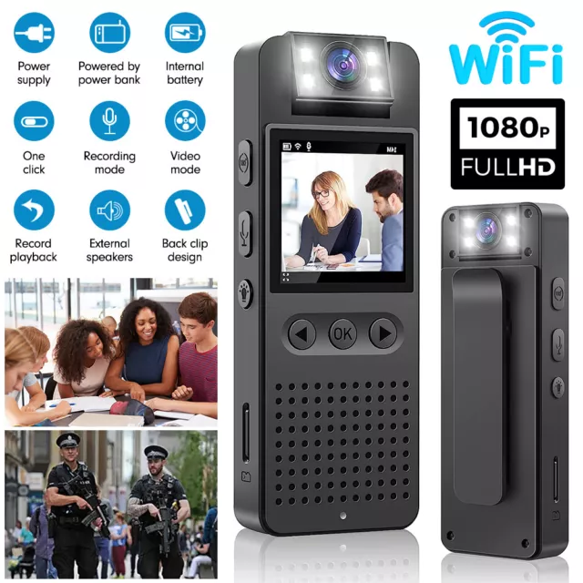 1080P WiFi HD Video Recorder DVR IR Night Cam Camcorder Mini Body Police Camer