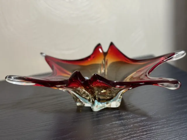 Large Murano Sommers Vintage Glass Splash Bowl Made in Italy 1960s