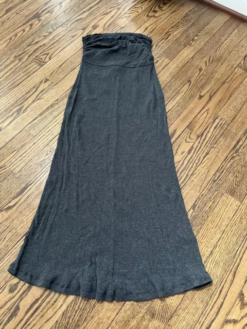 NWT James Perse Wide Waistband Ribbed Midi Skirt Charcoal Grey Size 1 Small 3