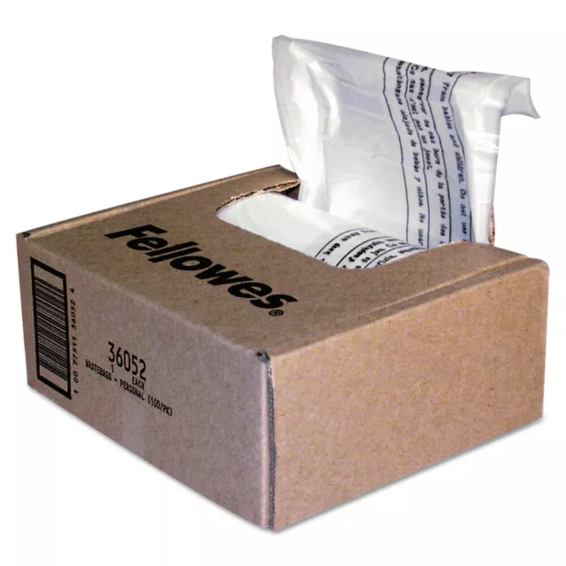Fellowes 36052 6 - 7 gal Capacity Shredder Waste Bags (100/Carton) New