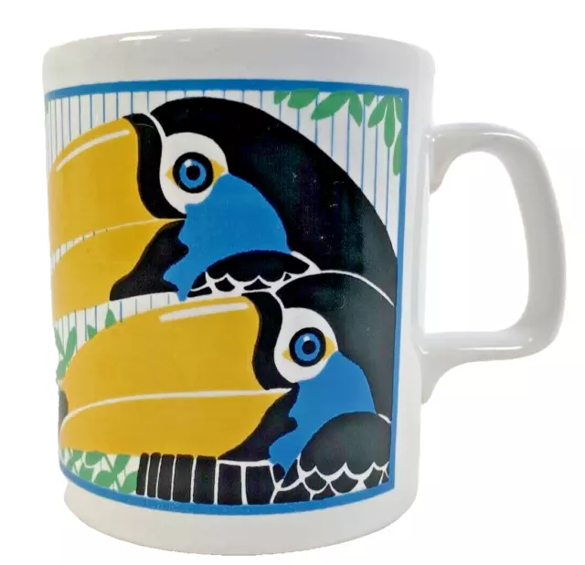 VTG 80s Kiln Craft Staffordshire Ceramic Mug Toucan Bird In Aid Of WWF Coloroll