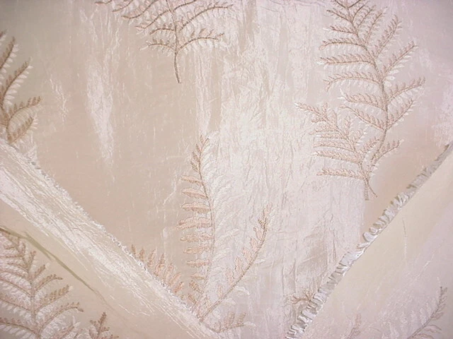 10-3/8Y Kravet Champagne Fern Leaf Embroidered Faux Silk Upholstery Fabric 2